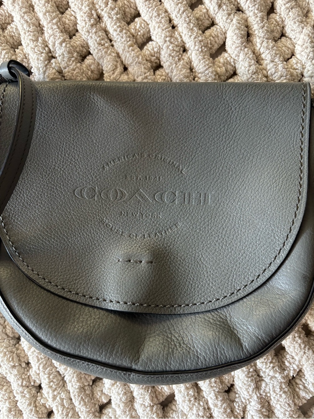 Coach Gray Leather Saddle Crossbody with adjustable strap- Coach Vintage style